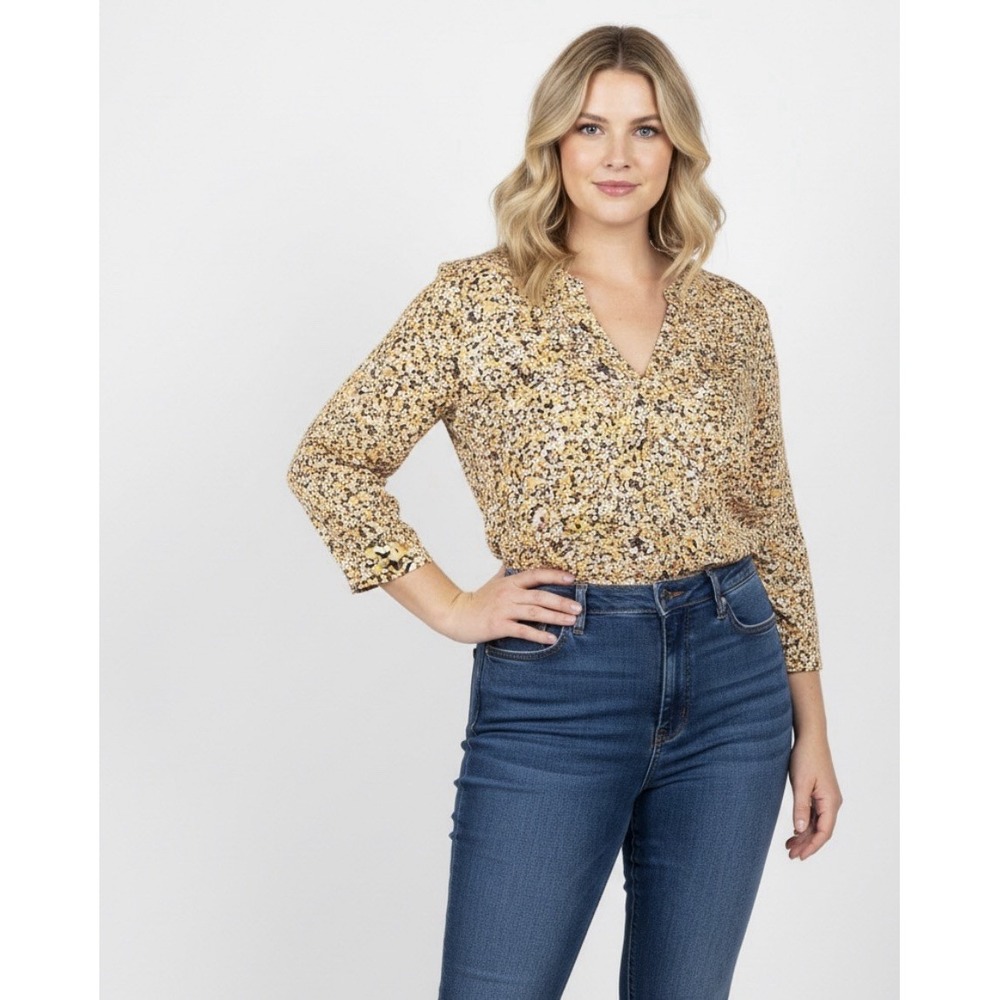 Maurices Top Women's 2X  Atwood Floral 3/4‎ Sleeve V Neck Blouse Cottagecore New
